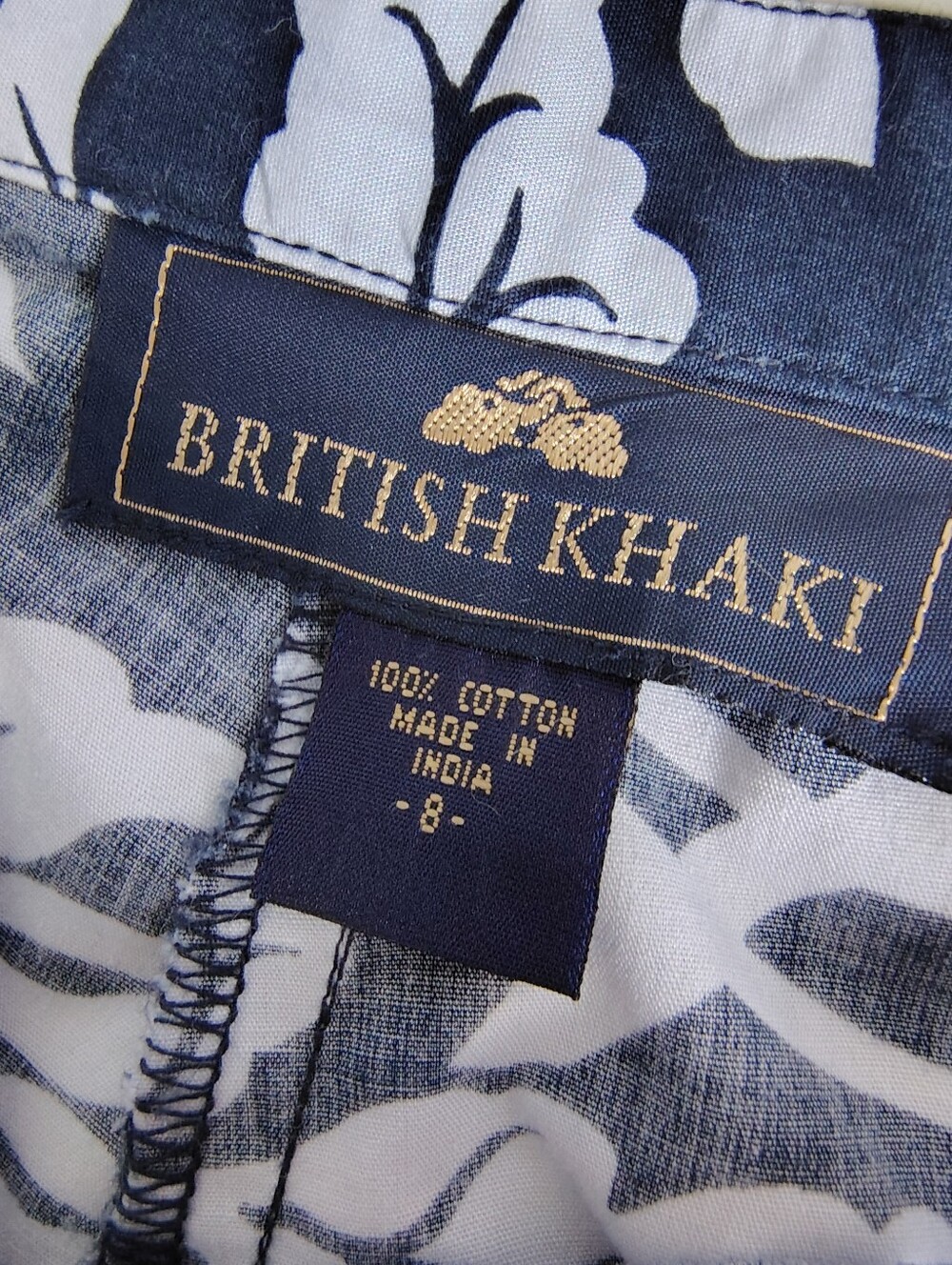 VTG British Khaki Floral 2 Piece Set Cotton Wide Leg Crop Separates Sz 4/8 - Picture 8 of 12